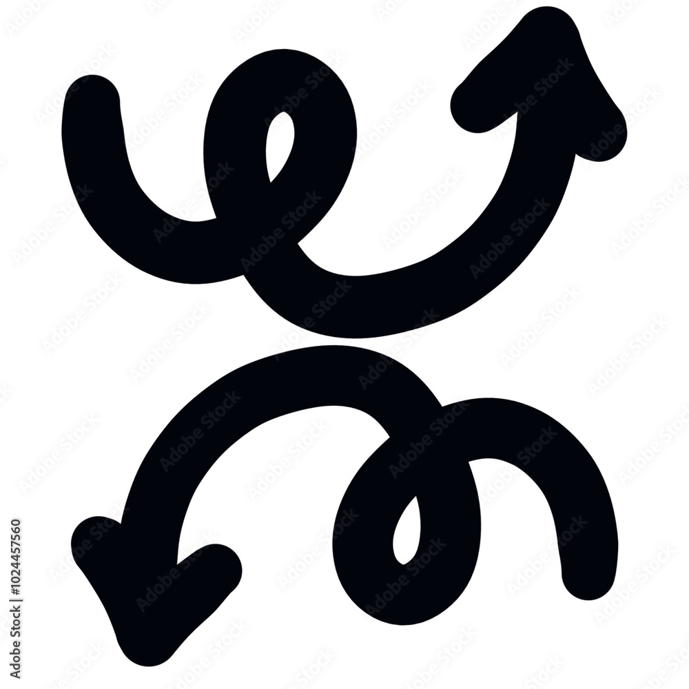 Hand drawn rotating direction arrow. Hand drawn rotating direction arrow.