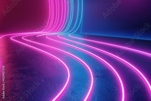 A neon sign with purple and blue lines, generative ai image