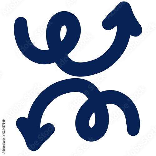 Hand drawn rotating direction arrow.
