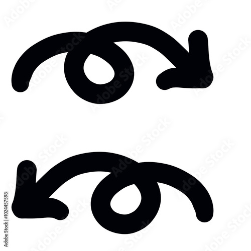 Hand drawn rotating direction arrow.