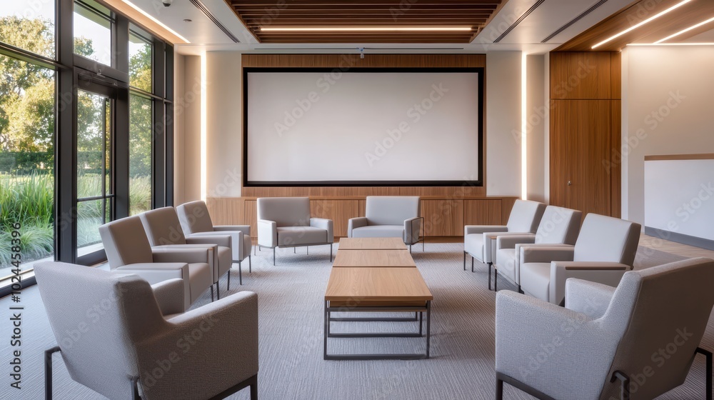 Modern conference room with comfortable seating arrangement Modern conference room with comfortable seating arrangement