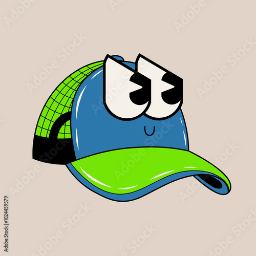 Doodle cute character illustration trucker hat sticker