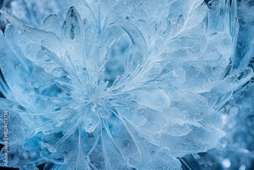 Abstract ice crystals shaped like flowers photo