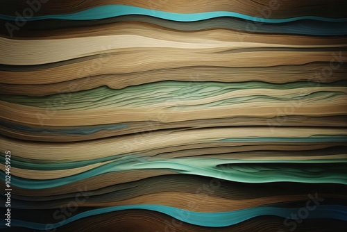 Abstract green and light brown wave pattern design for wallpaper.