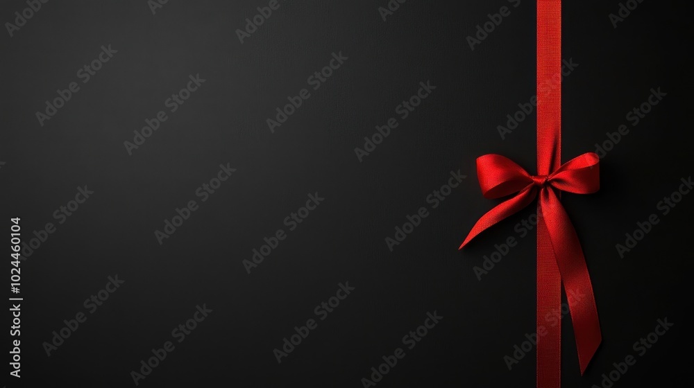 Elegant Red Ribbon Bow on a Dark Background