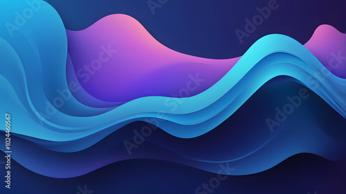 Abstract blue wave vector design, ideal for business banner or web element photo