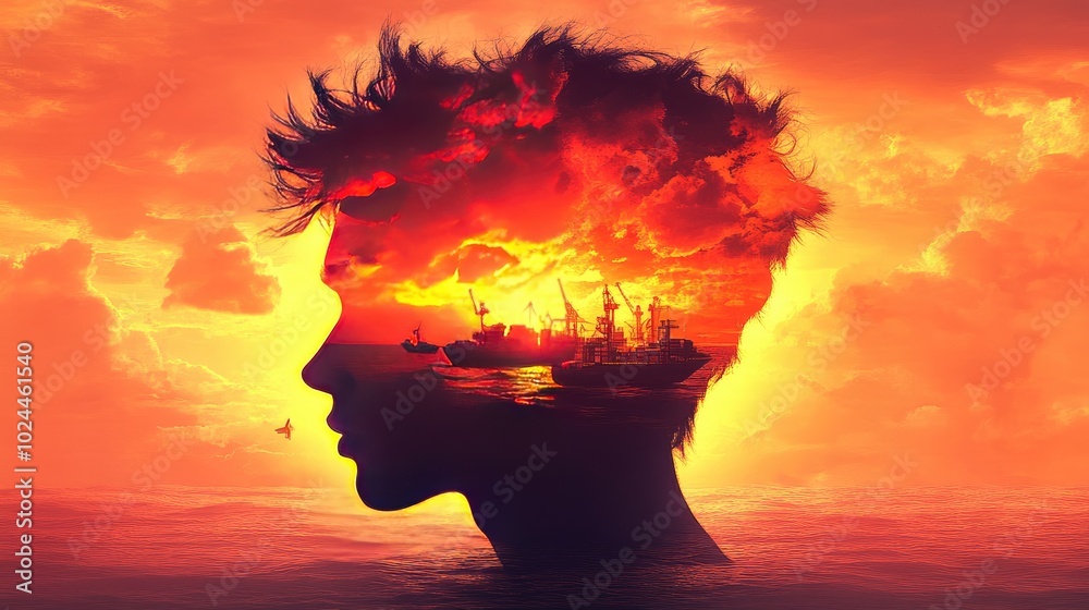Double exposure of a worker in logistics with a steep rising cost curve, symbolizing financial pressure and the challenges of cost control.