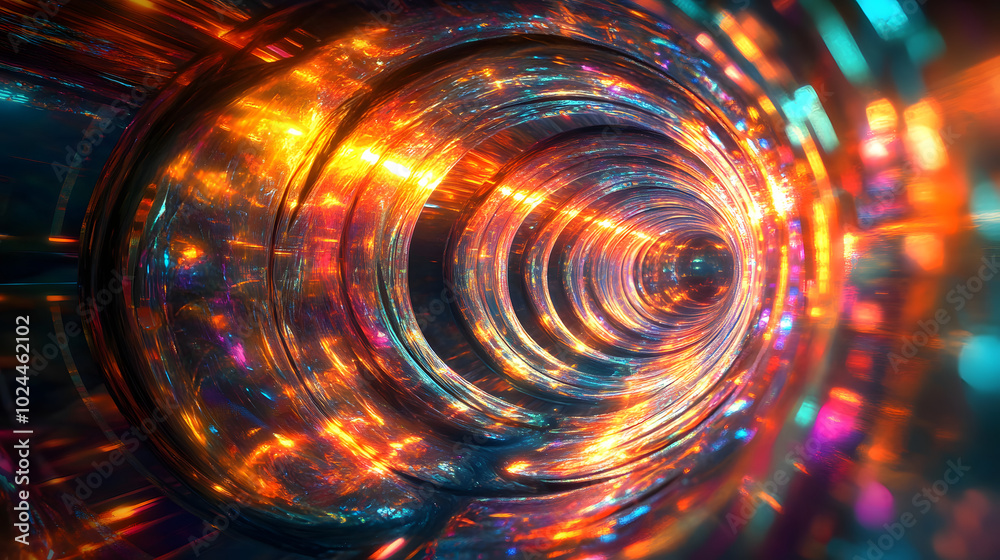 Obraz premium Futuristic Holographic Abstract 3D Shapes with Vibrant Light and Color Effects for Modern Designs