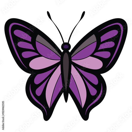 Solid color Purple Emperor Butterfly animal vector design