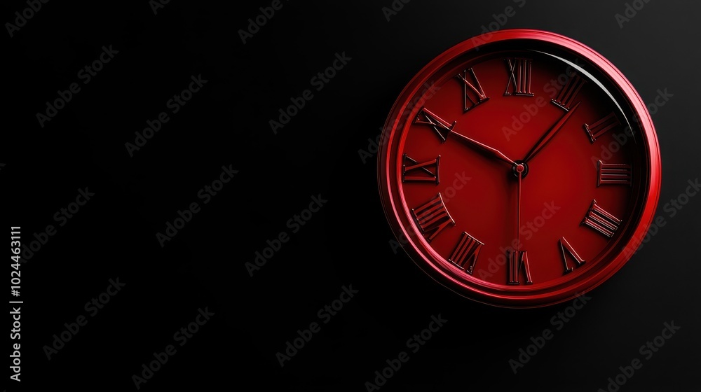 Crimson Timepiece on Shadowy Background Crimson Timepiece on Shadowy Background