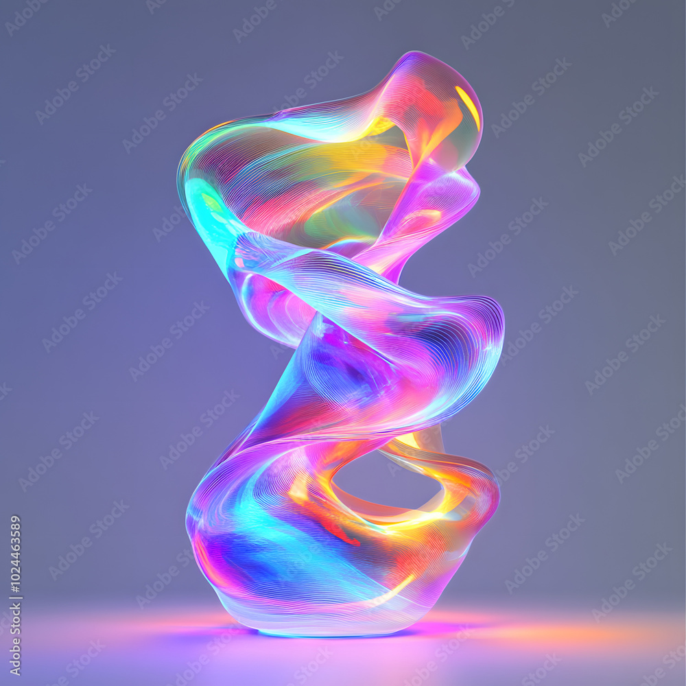 Captivating Holographic 3D Abstract Shape with Vibrant Colors and Light Reflection Captivating Holographic 3D Abstract Shape with Vibrant Colors and Light Reflection