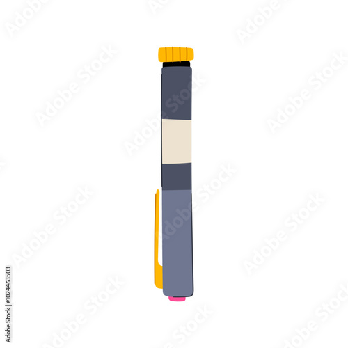 needle insulin pen cartoon. cartridge dosage, convenient therapy, glucose control needle insulin pen sign. isolated symbol vector illustration