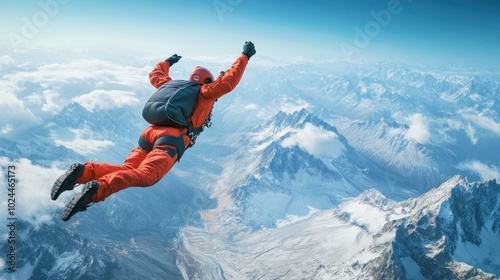 A high-action shot of a skydiver mid-flip