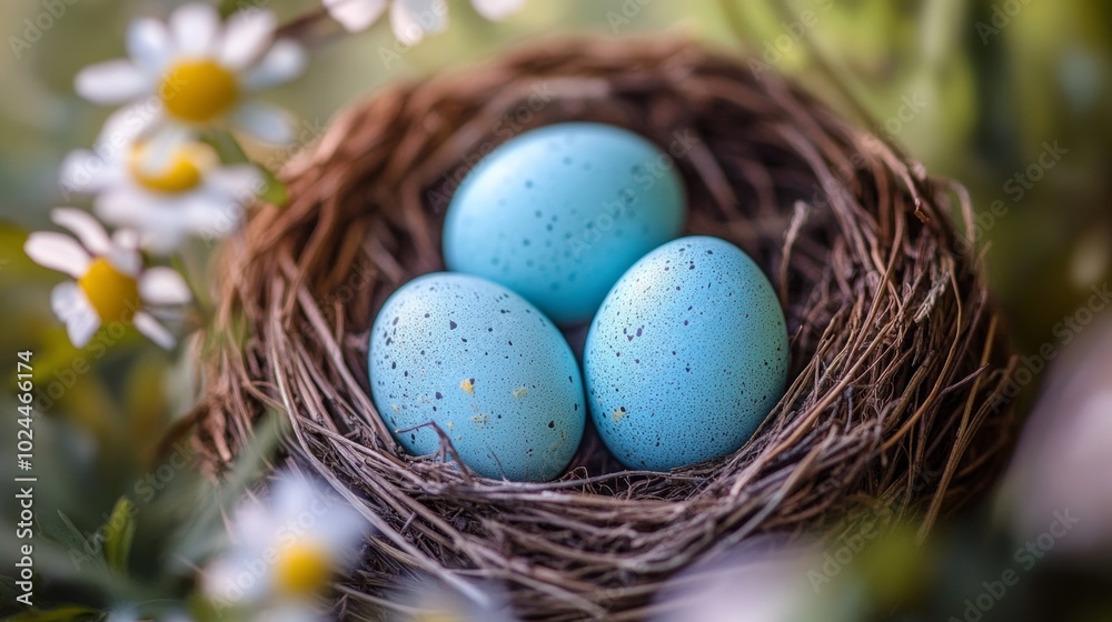 Easter nests with duck eggs. Easter nests with duck eggs.