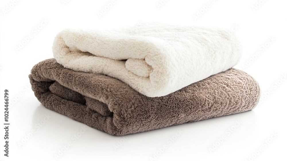 Two plush blankets, radiating warmth, rest isolated on a pure white backdrop. Their cozy embrace invites comfort and relaxation. Two plush blankets, radiating warmth, rest isolated on a pure white backdrop. Their cozy embrace invites comfort and relaxation.