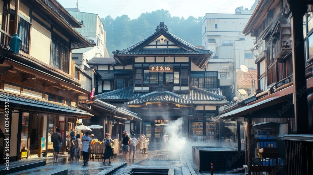 Obraz premium Hot spring bath house view in Matsuyama