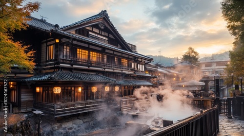 View of hot spring bath house in Matsuyama, Japan