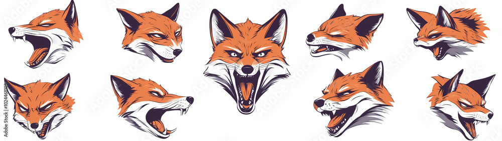 Collection of cute watercolor foxes Collection of cute watercolor foxes
