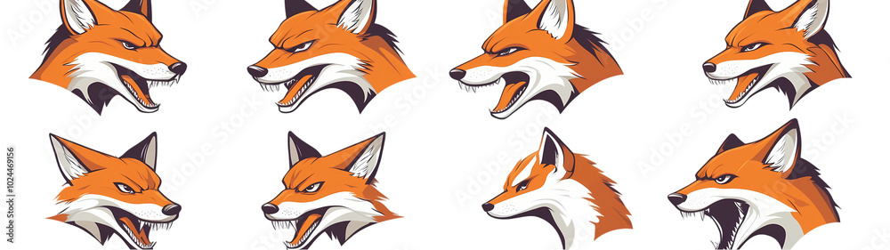 Obraz premium Collection of cute watercolor foxes