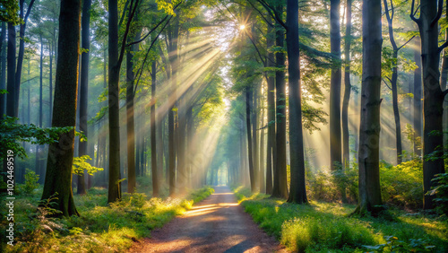 morning in the forest. forest, trees, tree, sun, autumn, nature, fog, light, mist, landscape, misty, woods, sunlight, morning, path, green, sunrise, foggy, woodland, park, wood, fall, pine, summer, fo