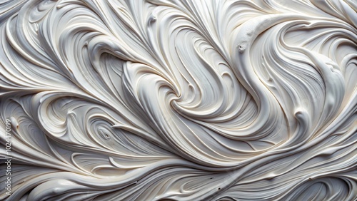 Macro abstract impasto paint texture with white swirls photo