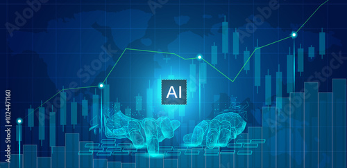 Trading robot software using Ai logarithm. trade automation AI vector business
