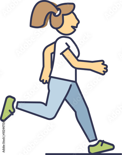 Illustration of a woman running, symbolizing fitness and energy.