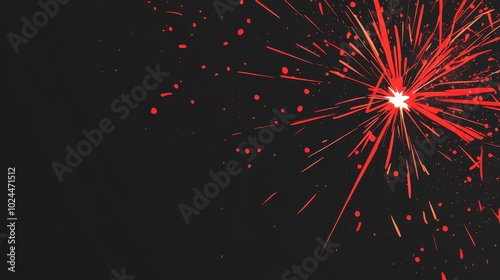 Vibrant Explosion of Fiery Red Fireworks in the Night Sky