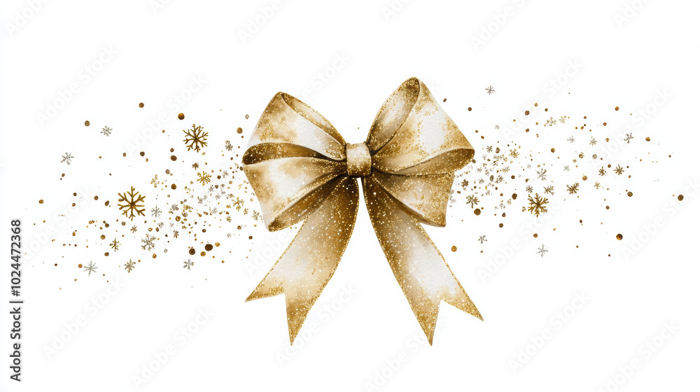 sparkling gold Christmas bow with glitter finish, surrounded by festive snowflakes, adds joyful touch to holiday decorations. Perfect for seasonal designs and celebrations sparkling gold Christmas bow with glitter finish, surrounded by festive snowflakes, adds joyful touch to holiday decorations. Perfect for seasonal designs and celebrations