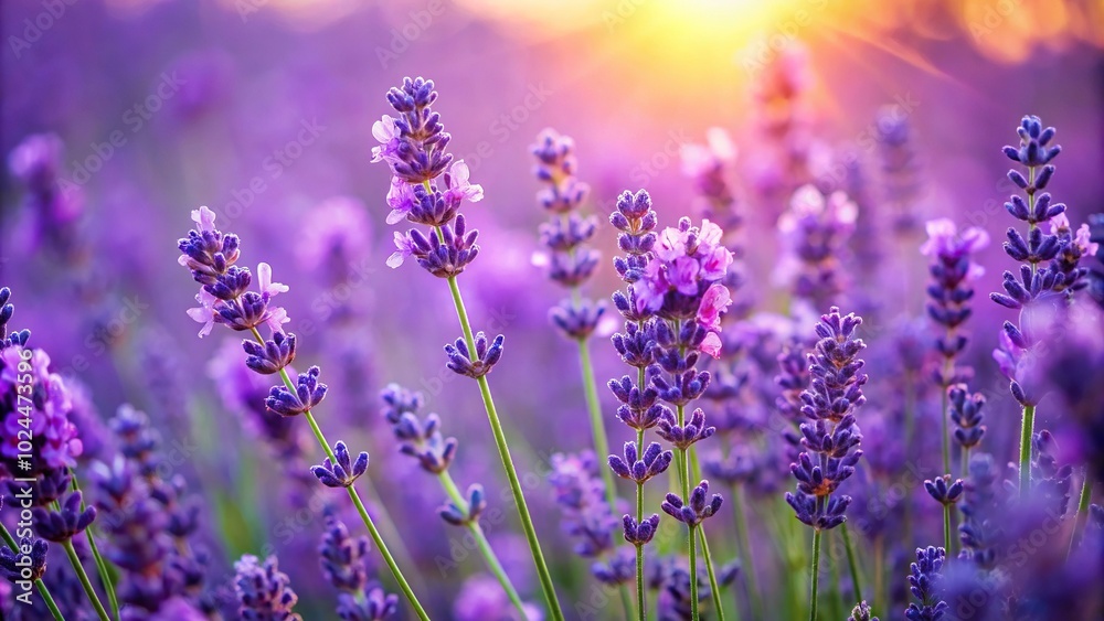 Macro bright lavender flowers selective focus in a lavender field Macro bright lavender flowers selective focus in a lavender field