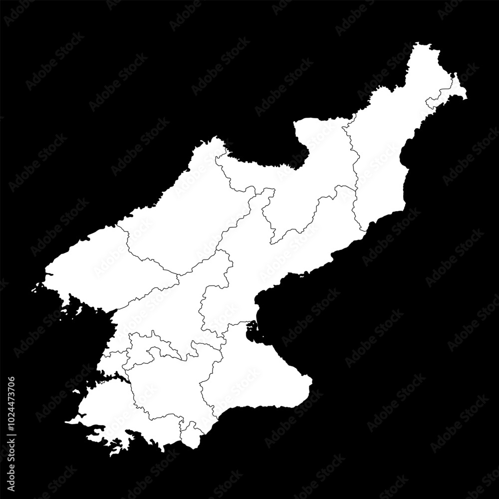 Fototapeta premium North Korea map with administrative divisions. Vector illustration.