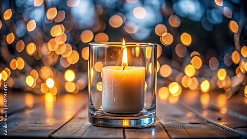 Macro candle in glass romantic vibes photo