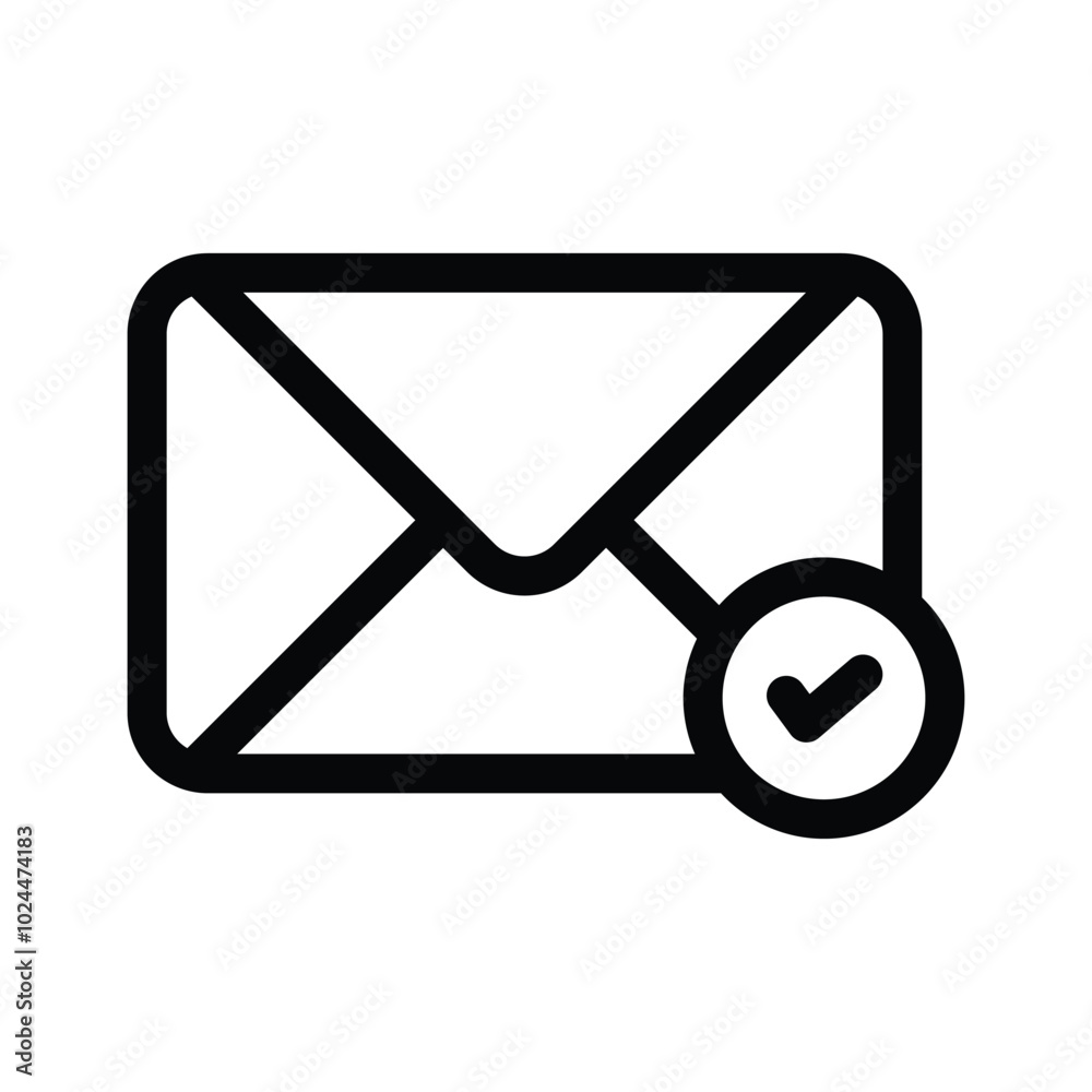 An email symbol with a check mark indicating verified or approved communication An email symbol with a check mark indicating verified or approved communication