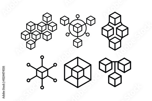 Blockchain icon logo design template isolated illustration
