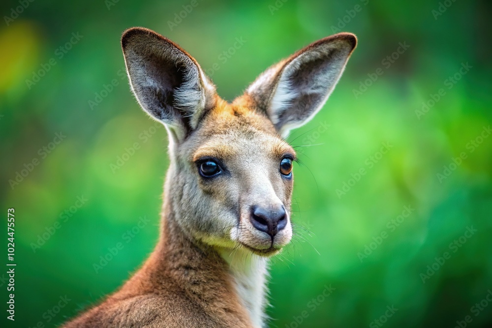Macro closeup of kangaroo on green background Macro closeup of kangaroo on green background