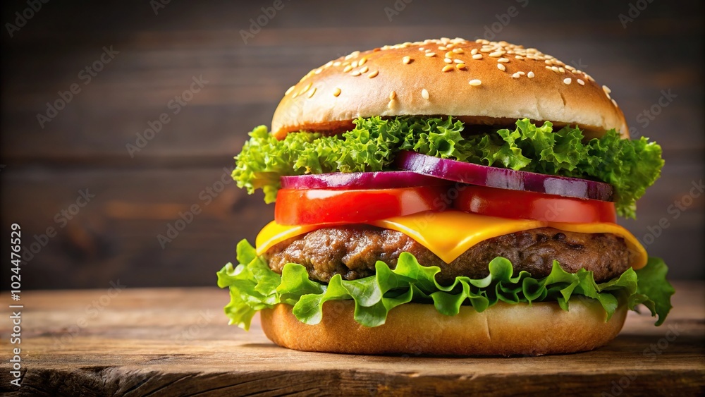 Macro close-up picture of a delicious hamburger Macro close-up picture of a delicious hamburger