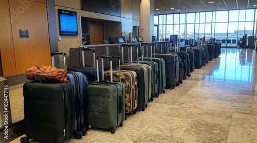 A Row of Luggage Lined Up in an Airport Terminal