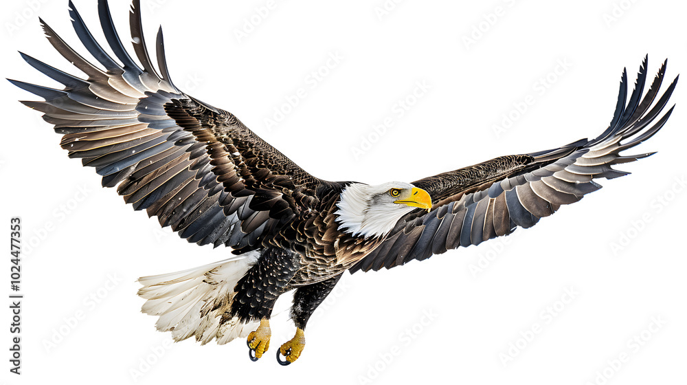 Eagle flying on sky isolated on transparent background