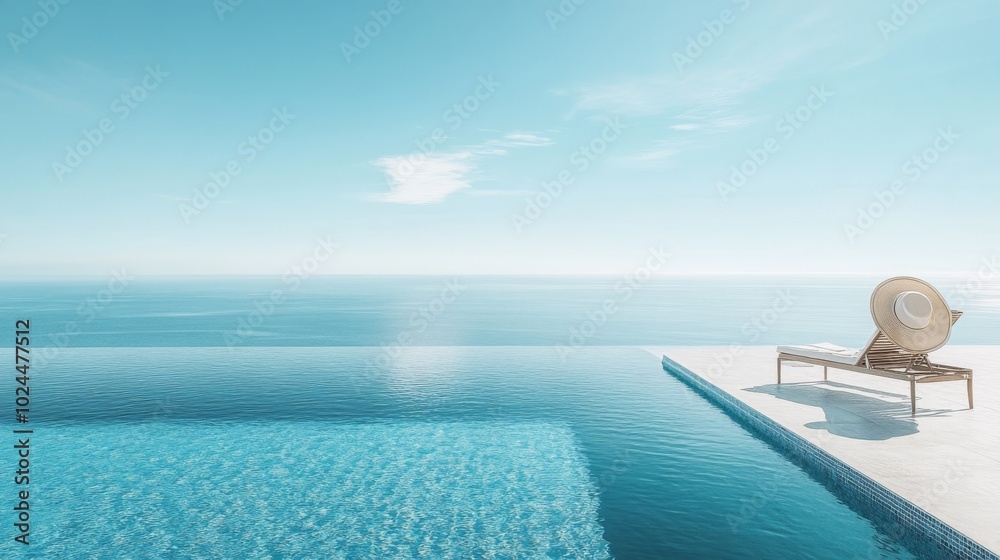 Obraz premium Infinity Pool Overlooking Calm Ocean
