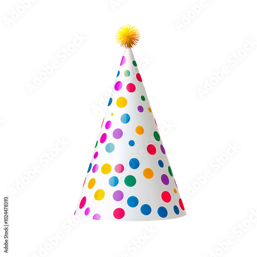 Colorful Polka Dot Birthday Hat Isolated on Transparent Background