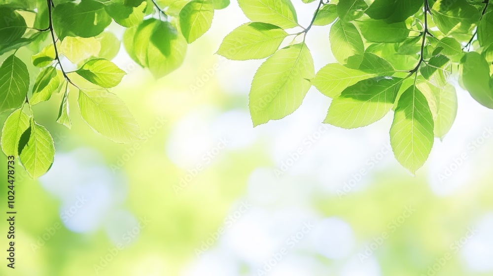 Sun kissed green leaves, vibrant display of nature's beauty on sunny day sund appled Sun kissed green leaves, vibrant display of nature's beauty on sunny day sund appled