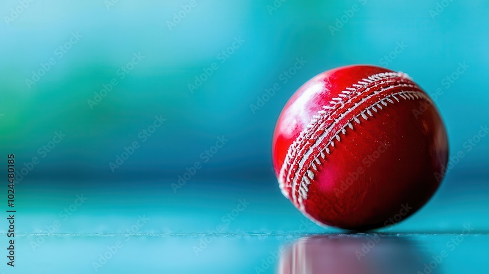 A close-up image of a red cricket ball resting on a surface, showcasing its distinctive stitching against a blurred background. A close-up image of a red cricket ball resting on a surface, showcasing its distinctive stitching against a blurred background.