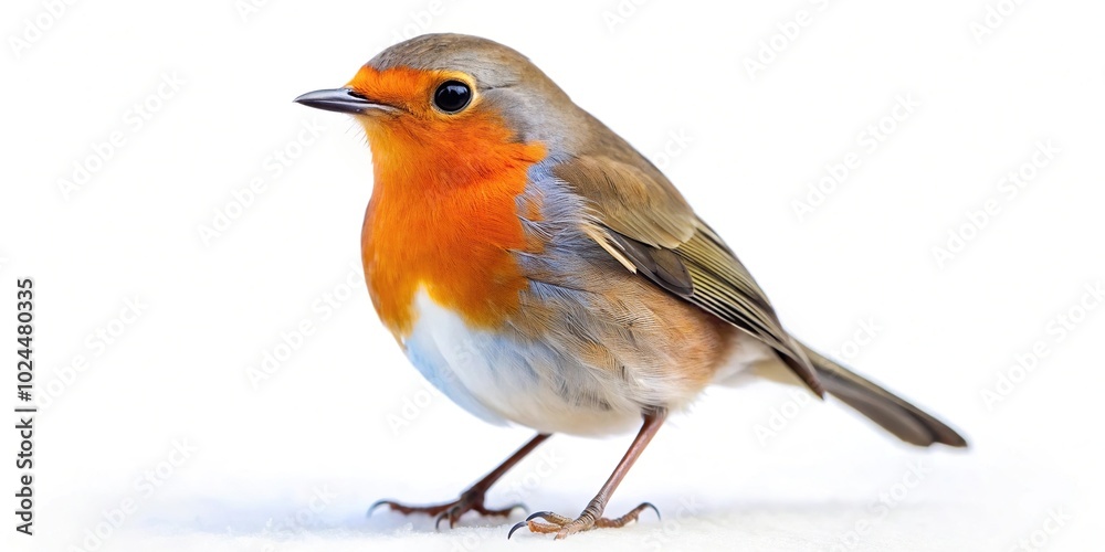 Macro European robin isolated on white background Macro European robin isolated on white background