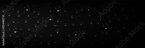 Rain transparent drops flow down the glass.Realistic wet condensation texture.Fresh water splash effect on the surface.Liquid spreading droplet shapes.