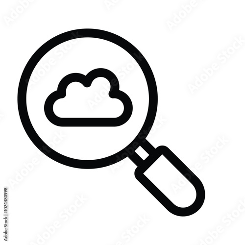 Cloud under magnifier, cloud search icon design, cloud finding vector