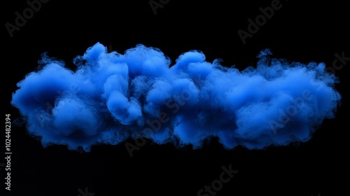 Isolated blue cloud shape on a black background.