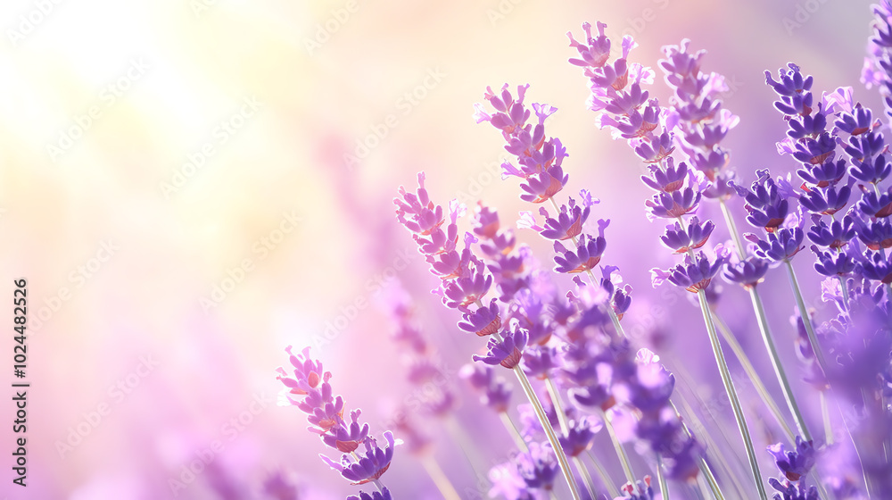 Naklejka premium Vibrant lavender flowers in soft sunlight.