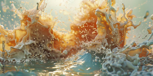 The title could be revised as quotOil spill contaminates ocean water forming harmful colorful film affecting marine lifequot Concept Polluted Oceans Environmental Impact Marine Life Oil Spills
 photo