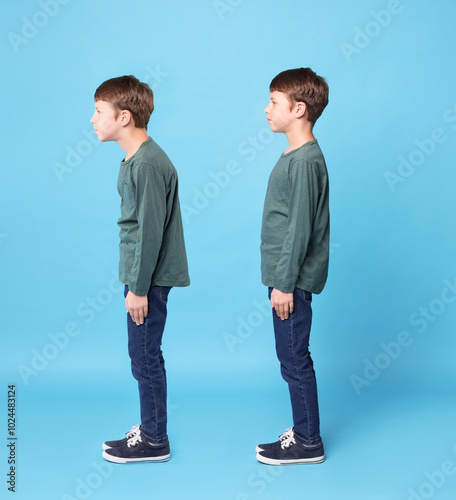 Quadro em tela Good and bad posture, collage