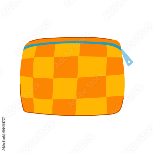 travel makeup bag cartoon. portable compact, stylish zipper, pouch storage travel makeup bag sign. isolated symbol vector illustration